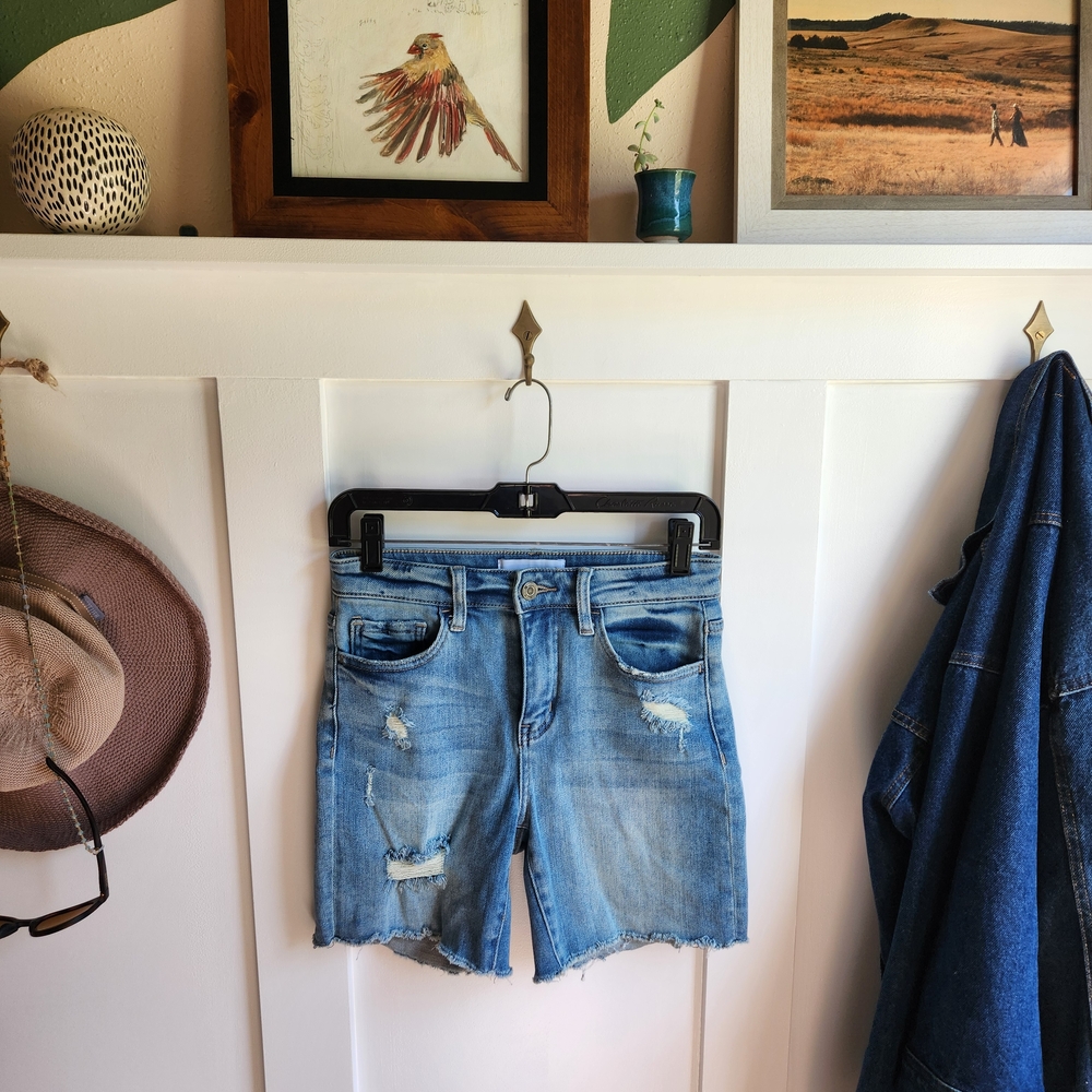 Denim Blue Women's Distressed Shorts
